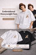 EMBROSTICH — Crane Bird Embroidery Heavyweight T-Shirt